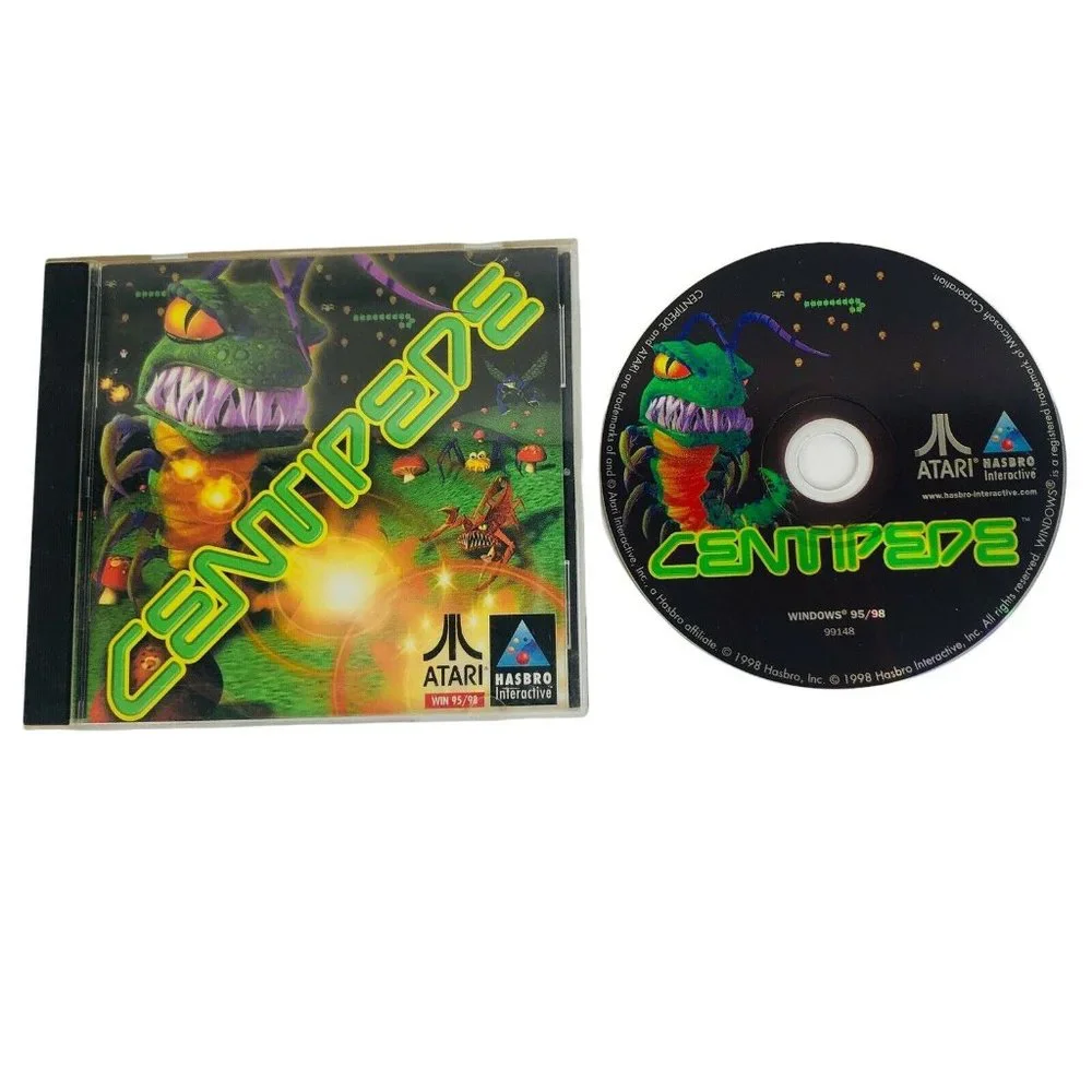 Centipede PC CD ROM Windows 95/98 Atari Hasbro Interactive Arcade Game 1998 VTG